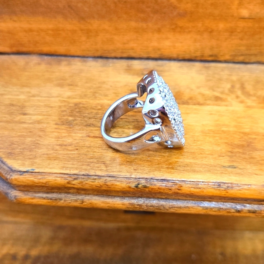 Pave Rhinestone Cocktail Ring Size 6.5 - Picture 3 of 6